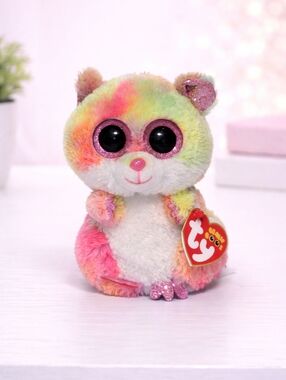 TY Beanie Boo “Rodney” Rainbow Hamster – Glitter Eyes – Adorable Collectible